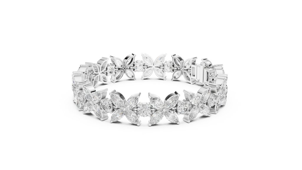 Floravelle Four-Petal Marquise Flower Lab Grown Diamond Bracelet
