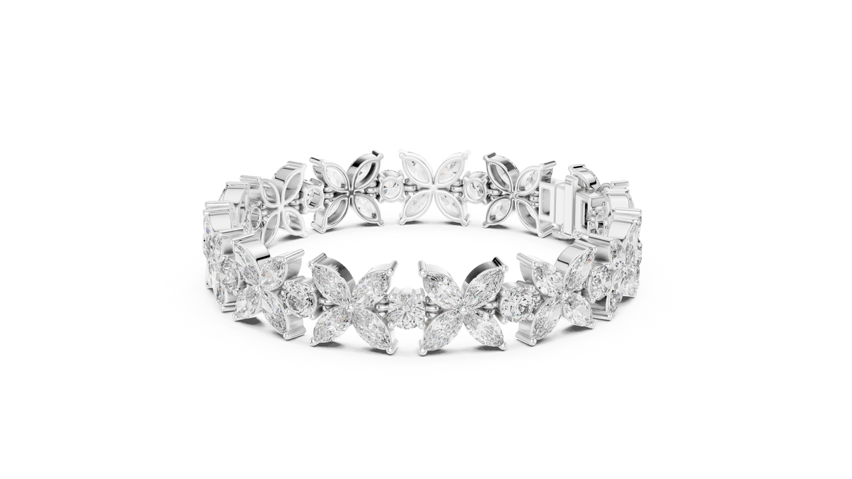 Floravelle Four-Petal Marquise Flower Lab Grown Diamond Bracelet