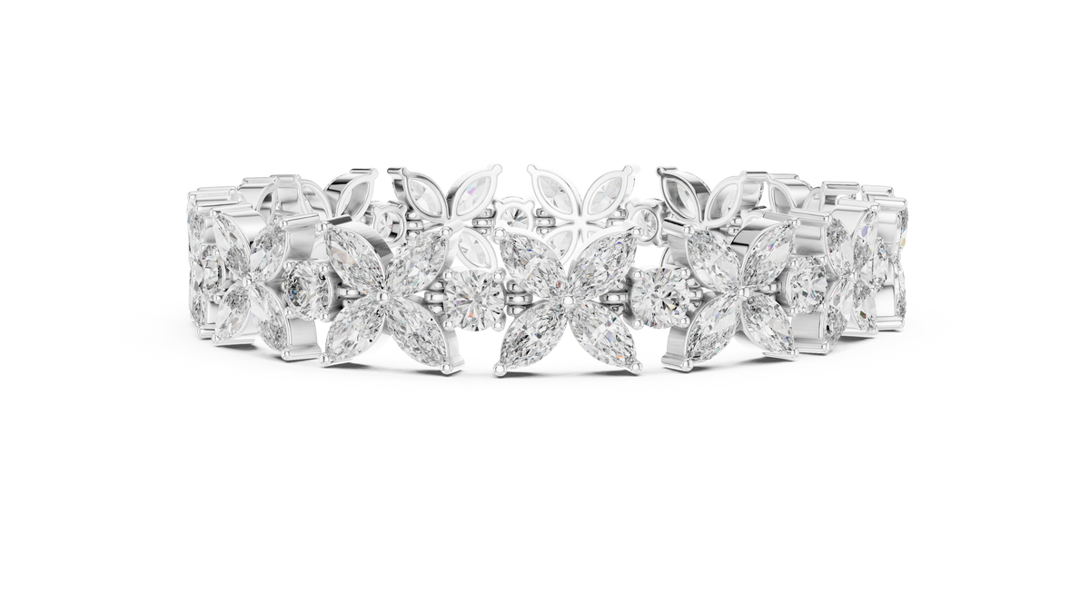 Floravelle Four-Petal Marquise Flower Lab Grown Diamond Bracelet