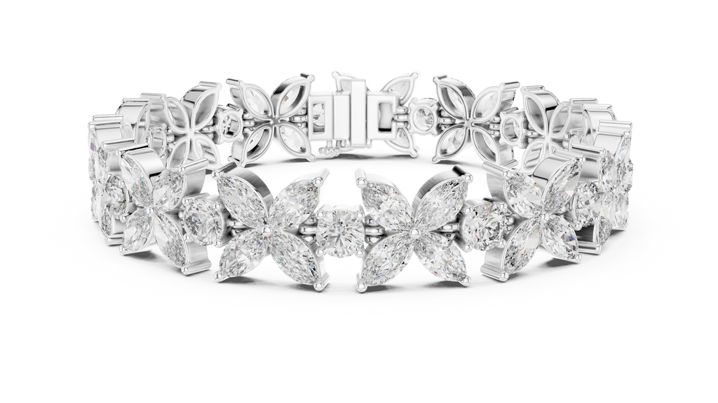 Floravelle Four-Petal Marquise Flower Lab Grown Diamond Bracelet