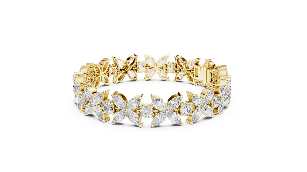 Floravelle Four-Petal Marquise Flower Lab Grown Diamond Bracelet