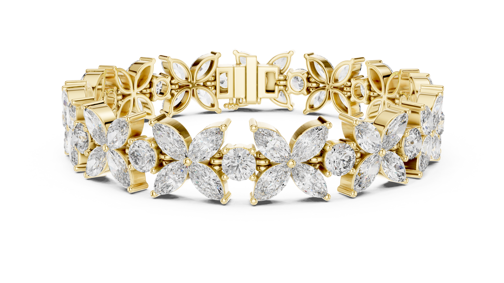 Floravelle Four-Petal Marquise Flower Lab Grown Diamond Bracelet