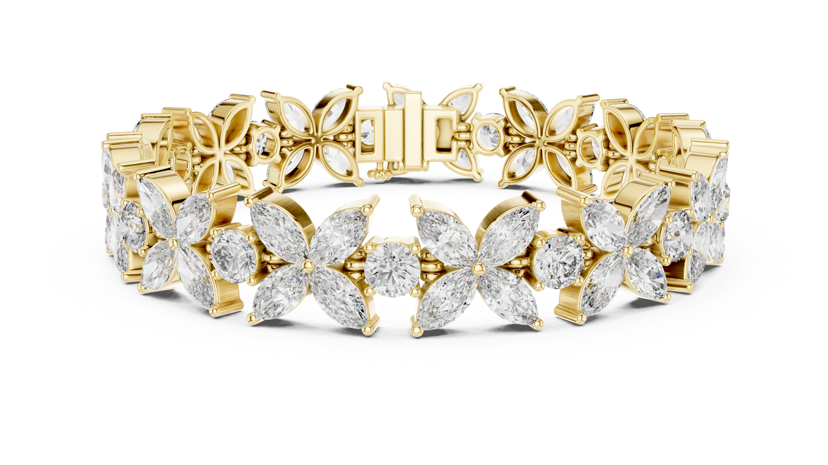 Floravelle Four-Petal Marquise Flower Lab Grown Diamond Bracelet