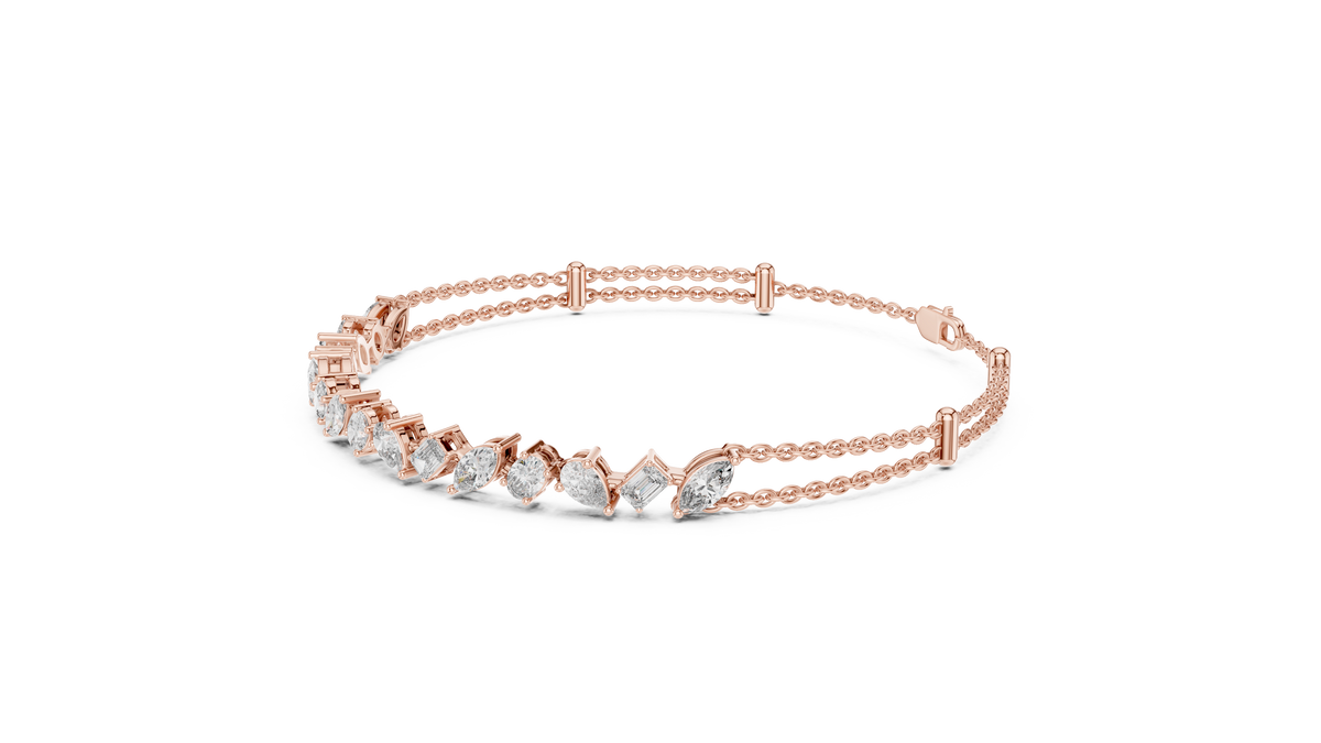 Confettine Scattered Multi-Shape Lab Grown Diamond Chain Bracelet
