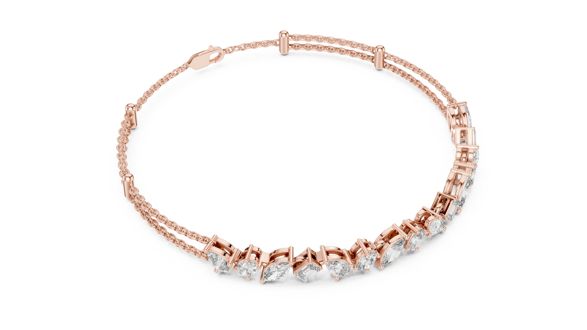 Confettine Scattered Multi-Shape Lab Grown Diamond Chain Bracelet