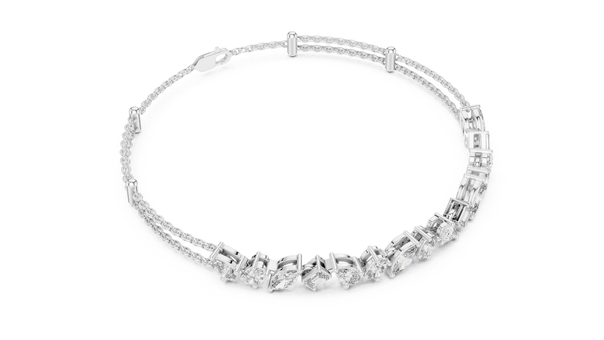 Confettine Scattered Multi-Shape Lab Grown Diamond Chain Bracelet