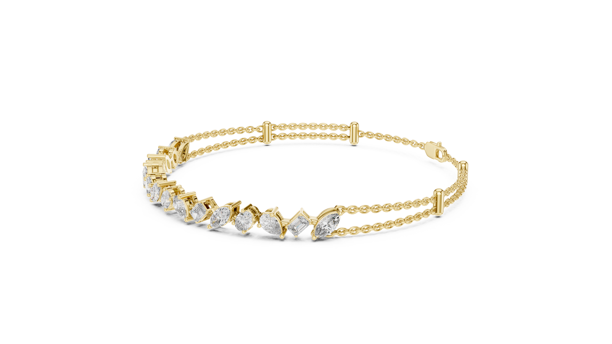 Confettine Scattered Multi-Shape Lab Grown Diamond Chain Bracelet