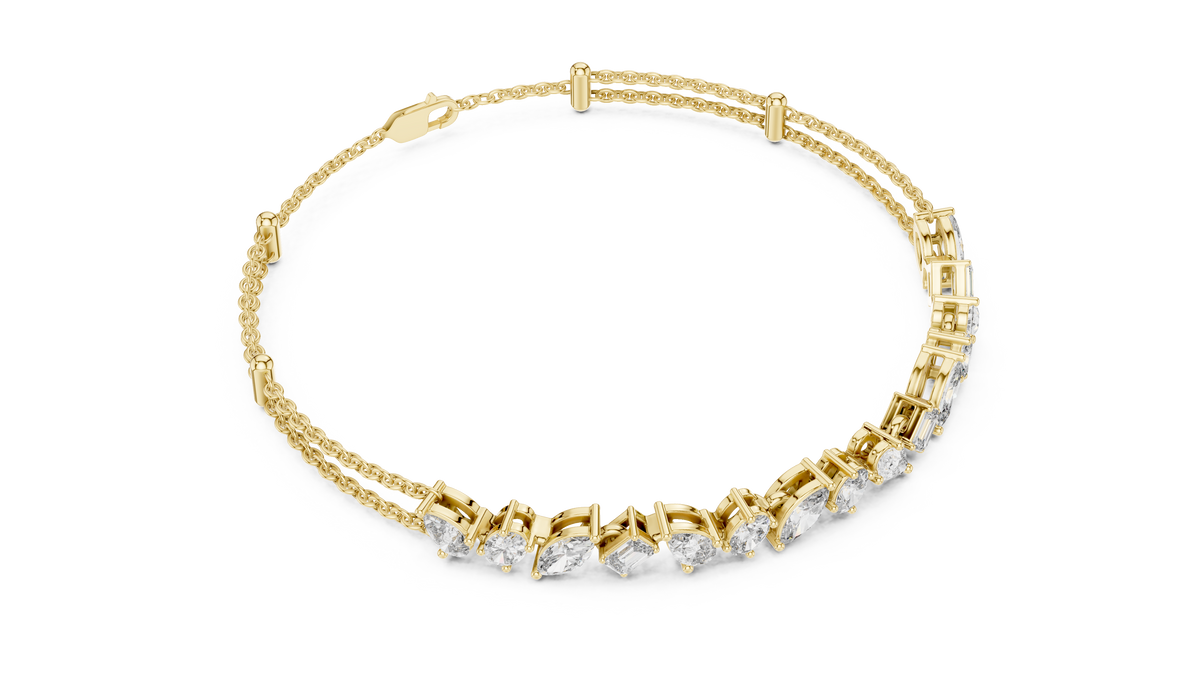 Confettine Scattered Multi-Shape Lab Grown Diamond Chain Bracelet