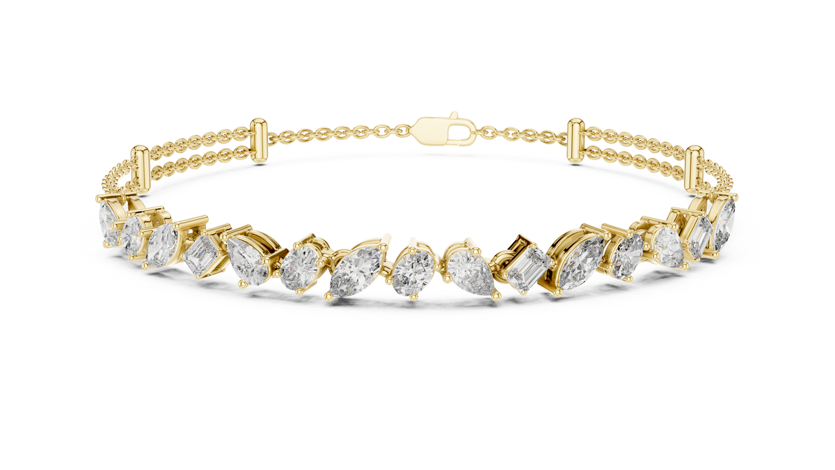 Confettine Scattered Multi-Shape Lab Grown Diamond Chain Bracelet