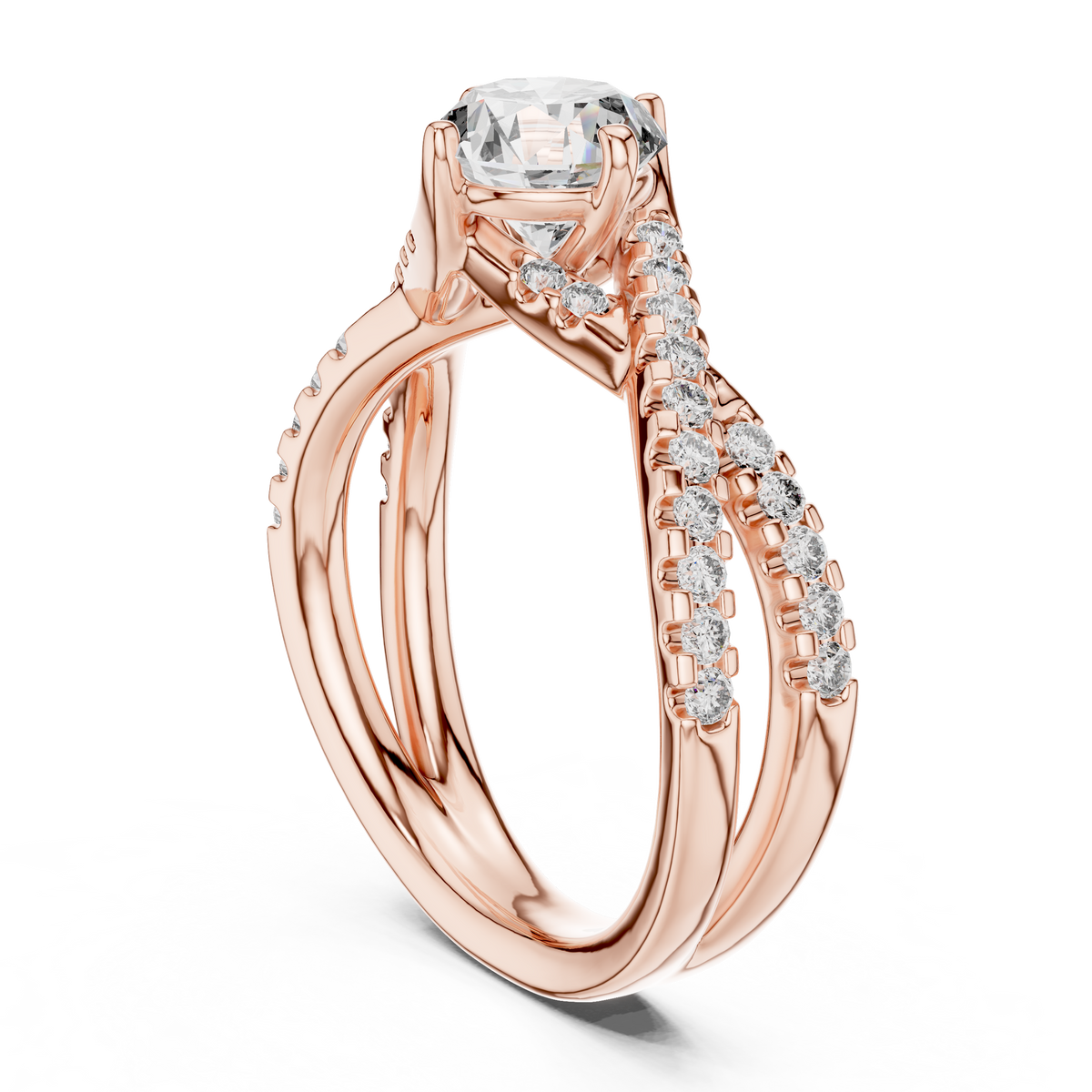 Valerienne Round-Cut Pavé Lab Grown Diamond Engagement Ring.