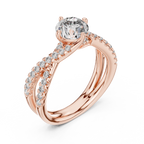 Valerienne Round-Cut Pavé Lab Grown Diamond Engagement Ring.