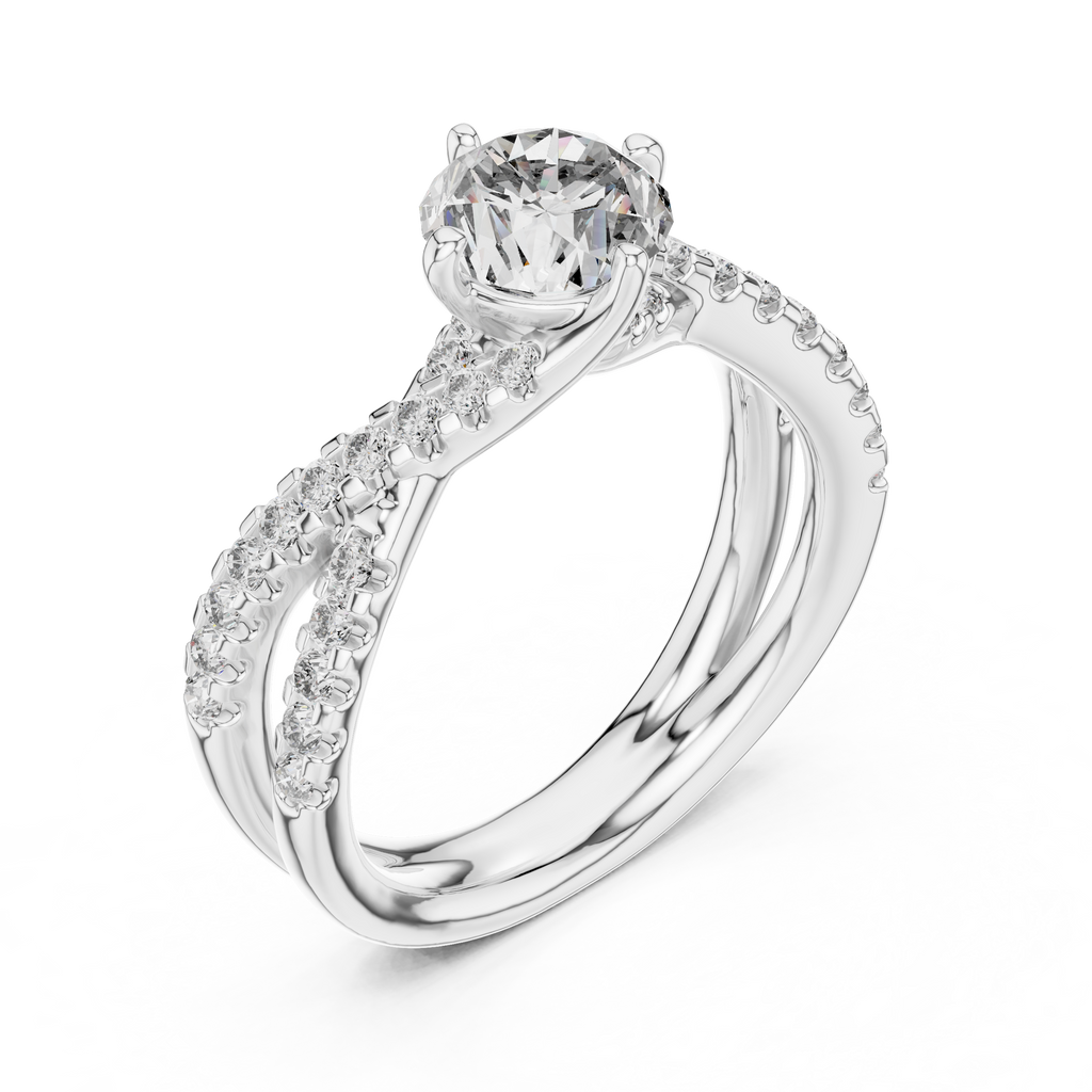 Valerienne Round-Cut Pavé Lab Grown Diamond Engagement Ring.