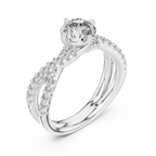 Valerienne Round-Cut Pavé Lab Grown Diamond Engagement Ring.