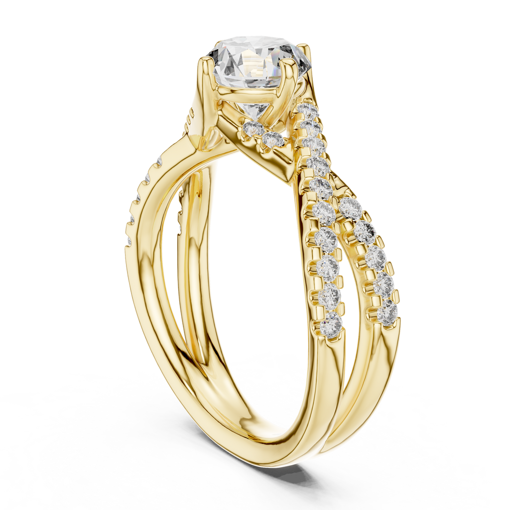 Valerienne Round-Cut Pavé Lab Grown Diamond Engagement Ring.