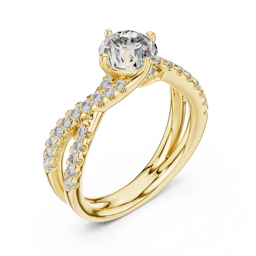 Valerienne Round-Cut Pavé Lab Grown Diamond Engagement Ring.