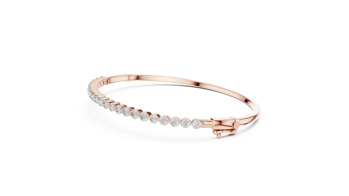 Floatelle Slim Floating Round Lab Grown Diamond Hinged Bangle Bracelet