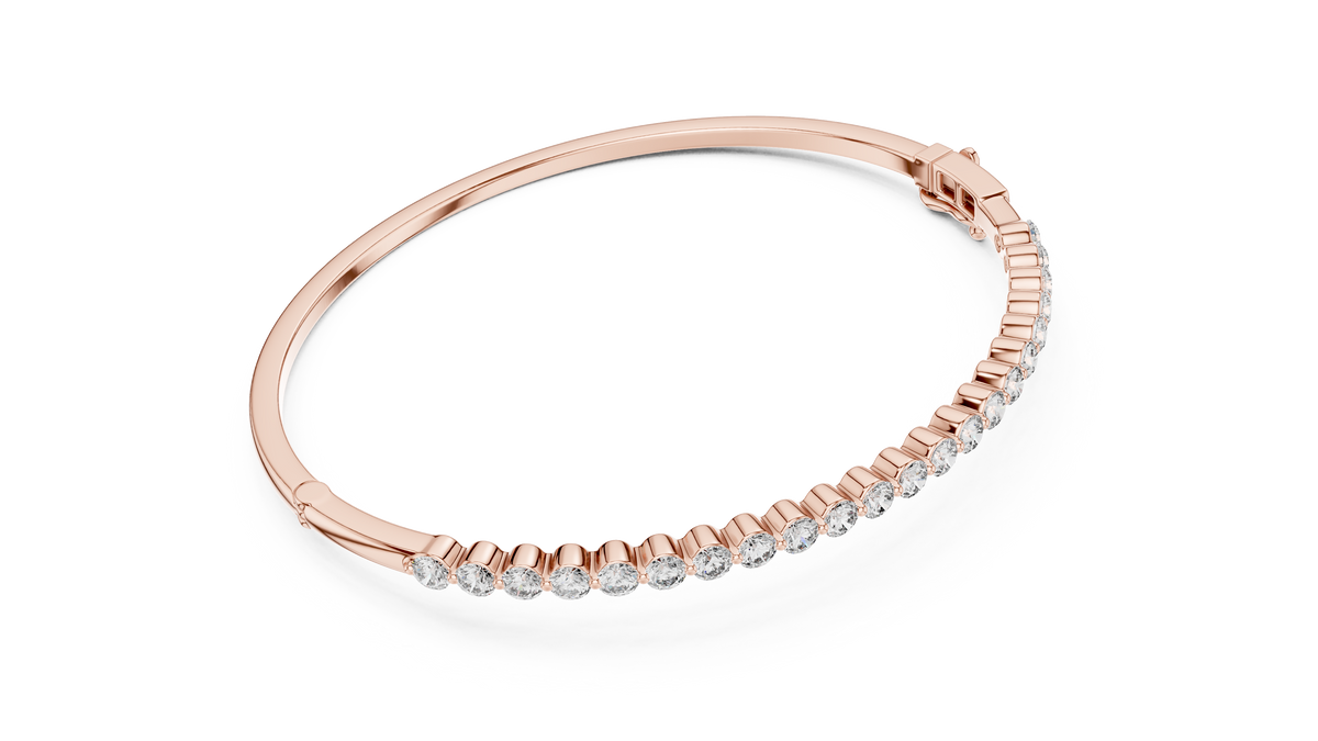 Floatelle Slim Floating Round Lab Grown Diamond Hinged Bangle Bracelet