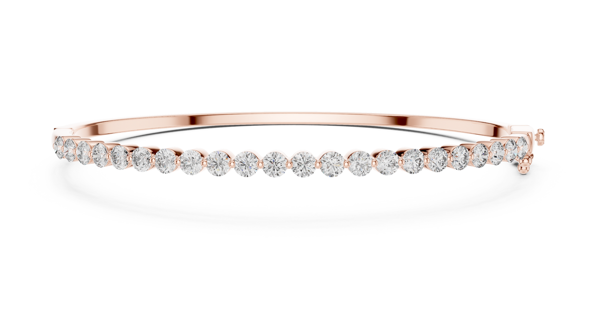 Floatelle Slim Floating Round Lab Grown Diamond Hinged Bangle Bracelet