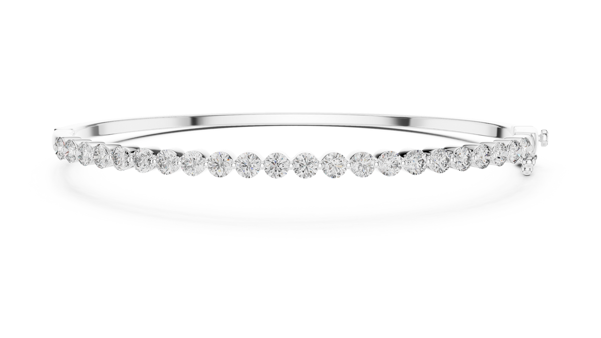 Floatelle Slim Floating Round Lab Grown Diamond Hinged Bangle Bracelet