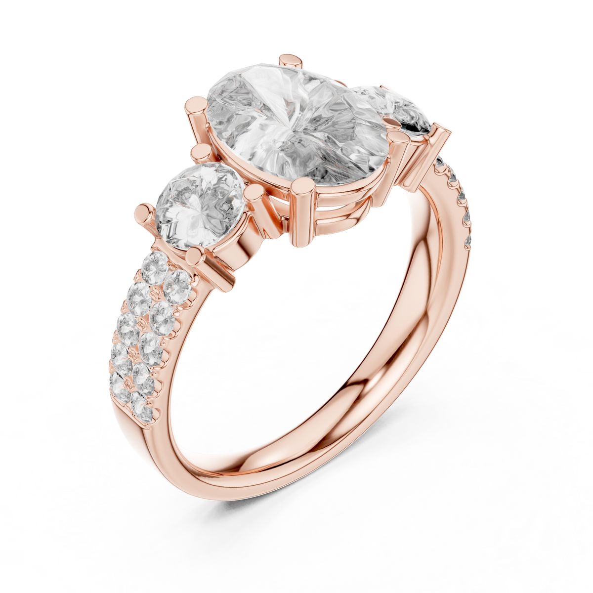 Celestria Three-Stone Lab Grown Diamond Engagement Ring.