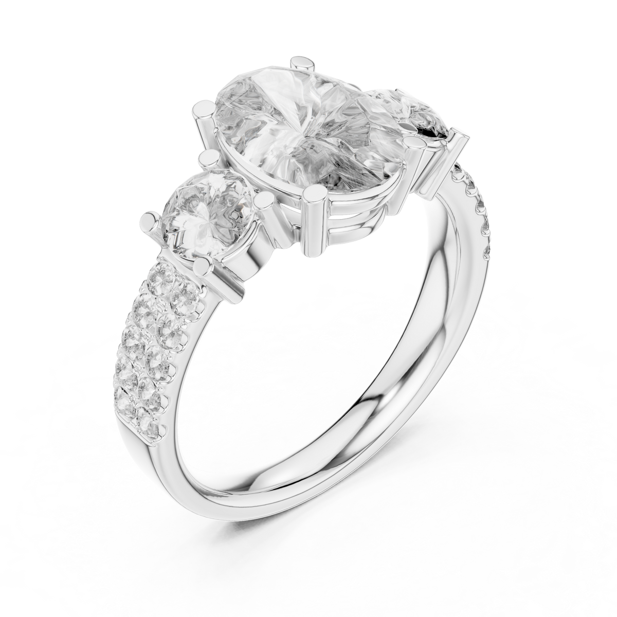 Celestria Three-Stone Lab Grown Diamond Engagement Ring.
