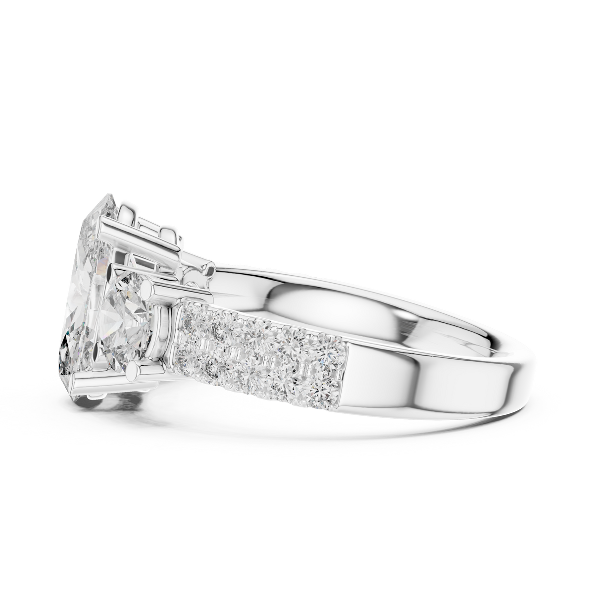 Celestria Three-Stone Lab Grown Diamond Engagement Ring.