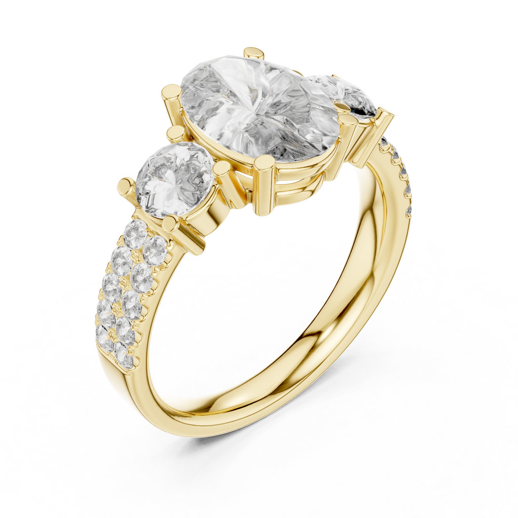 Celestria Three-Stone Lab Grown Diamond Engagement Ring.