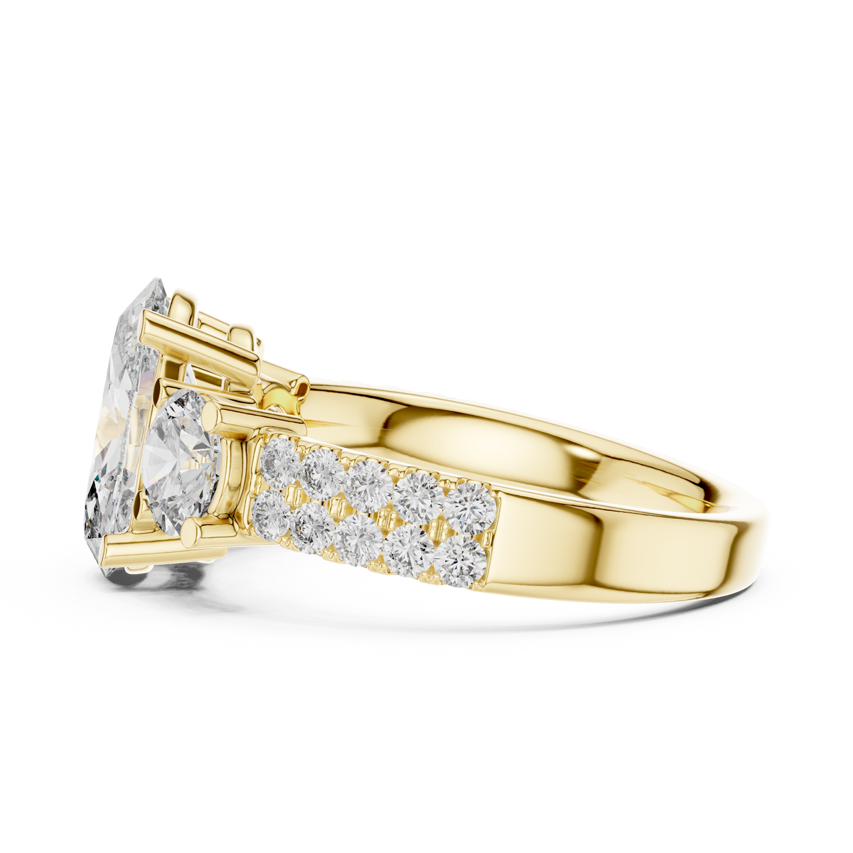 Celestria Three-Stone Lab Grown Diamond Engagement Ring.