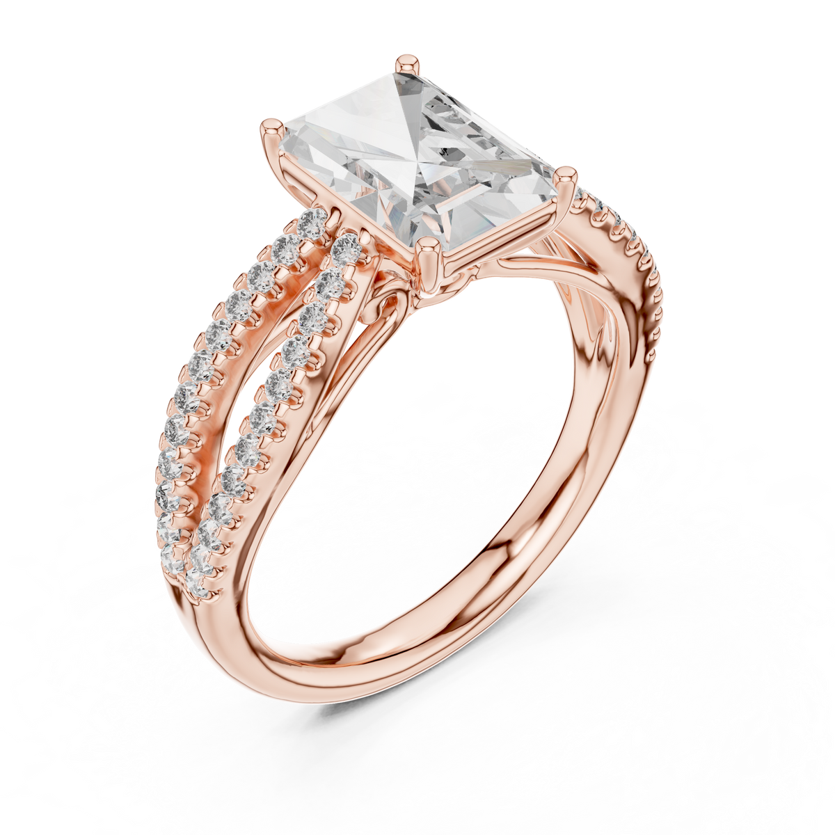 Lioraé Emerald-Cut Split Shank Lab Grown Diamond Ring