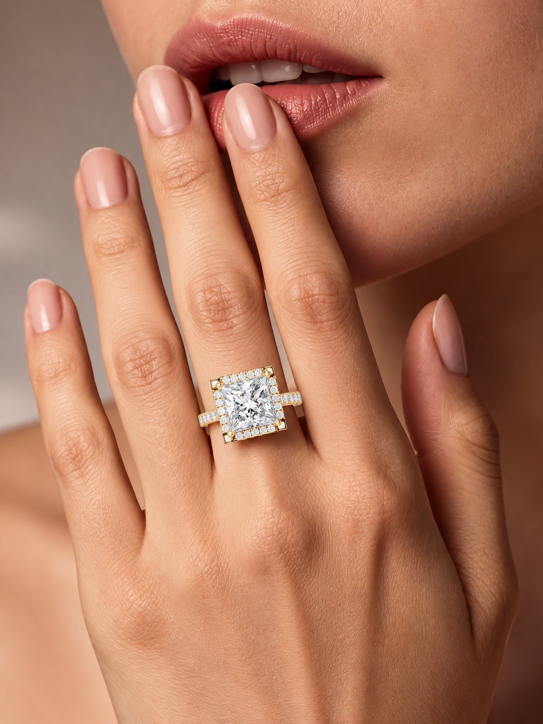 Princess Cut Lab Grown Diamond Halo Ring
