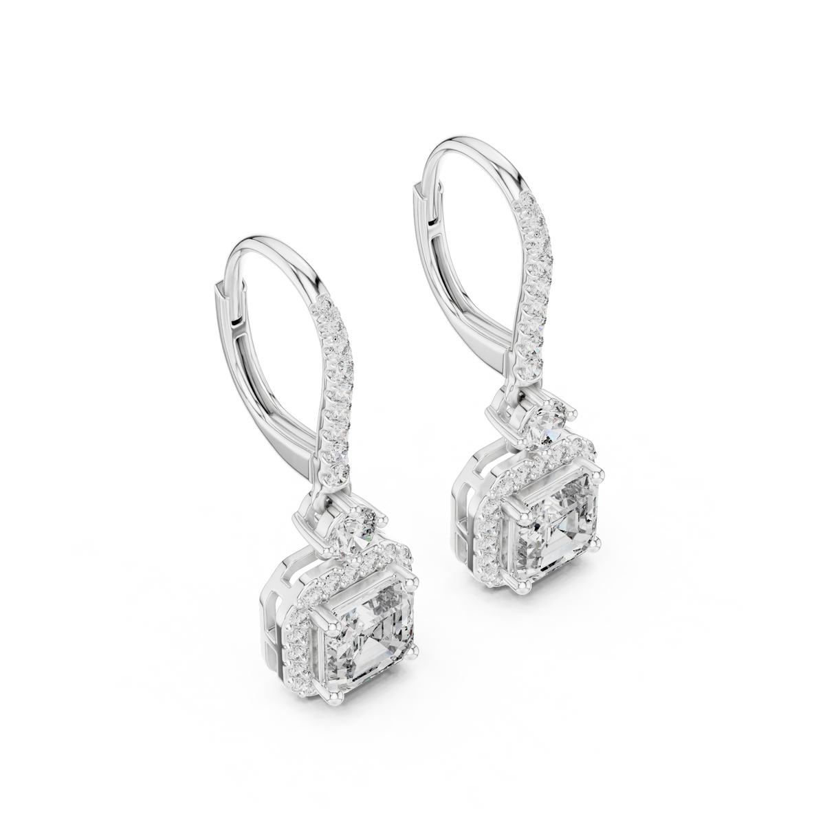 Avelisse Cushion Cut Lab Grown Diamond Drop Earrings