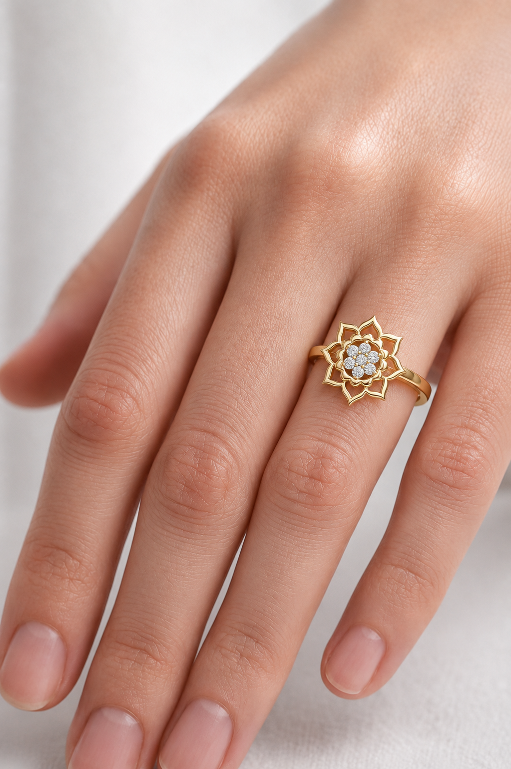 Zarelle Lotus Crest Lab Grown Diamond Ring