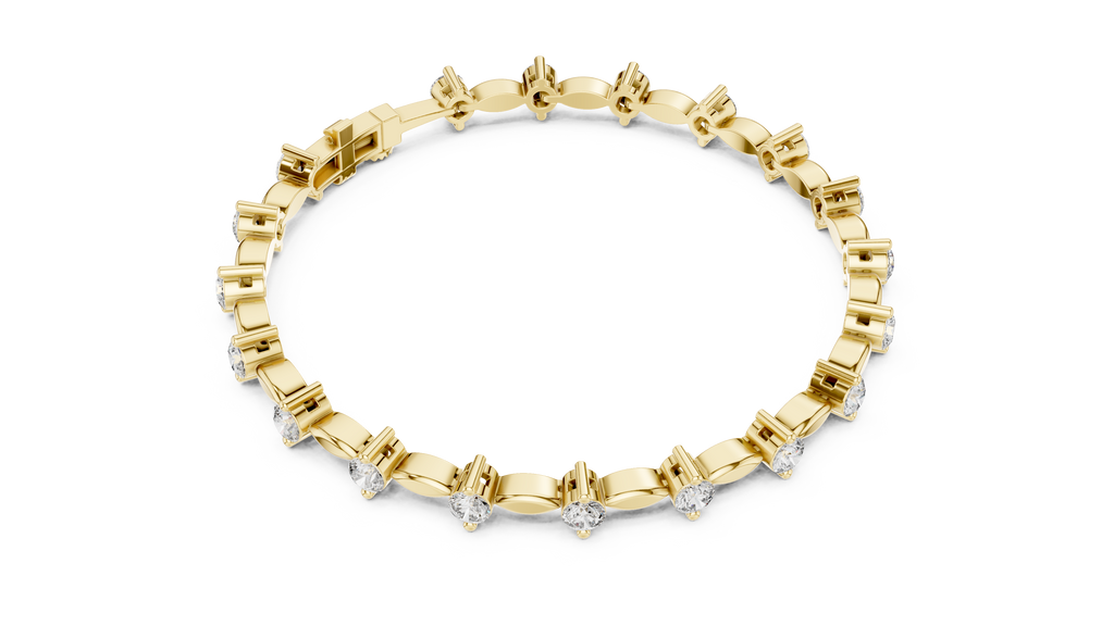Navelle Leaf Link Round Lab Grown Diamond Station Bracelet