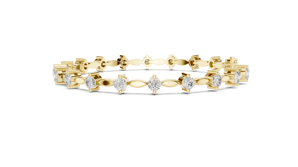 Navelle Leaf Link Round Lab Grown Diamond Station Bracelet