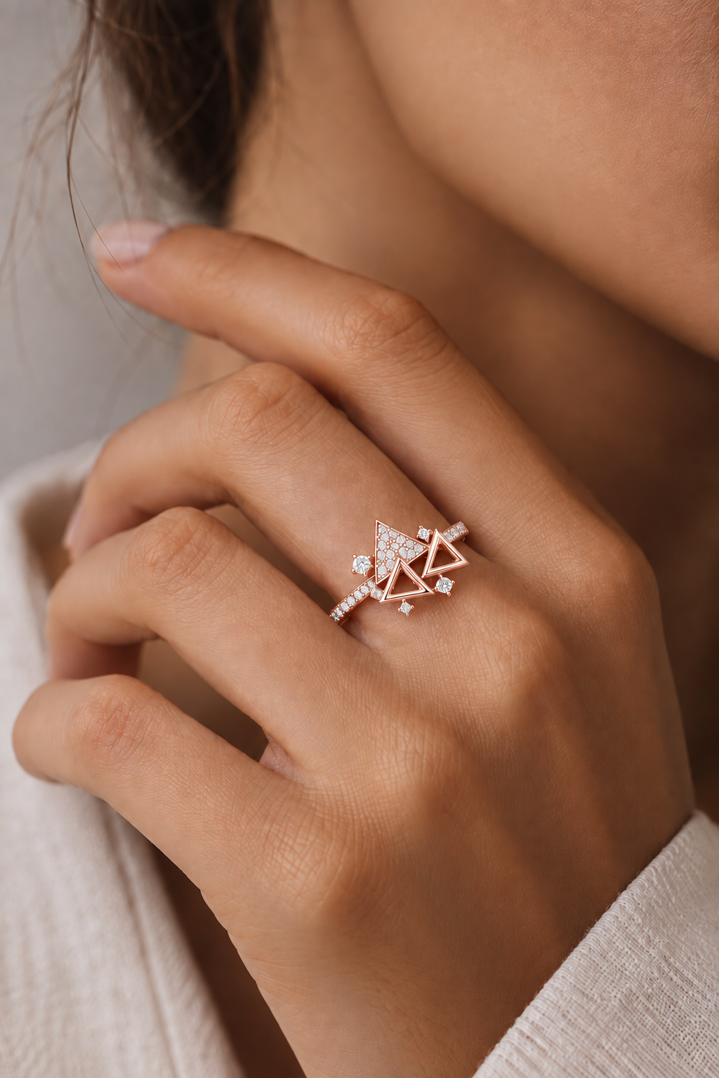 Geometric Triangle Lab Grown Diamond Ring