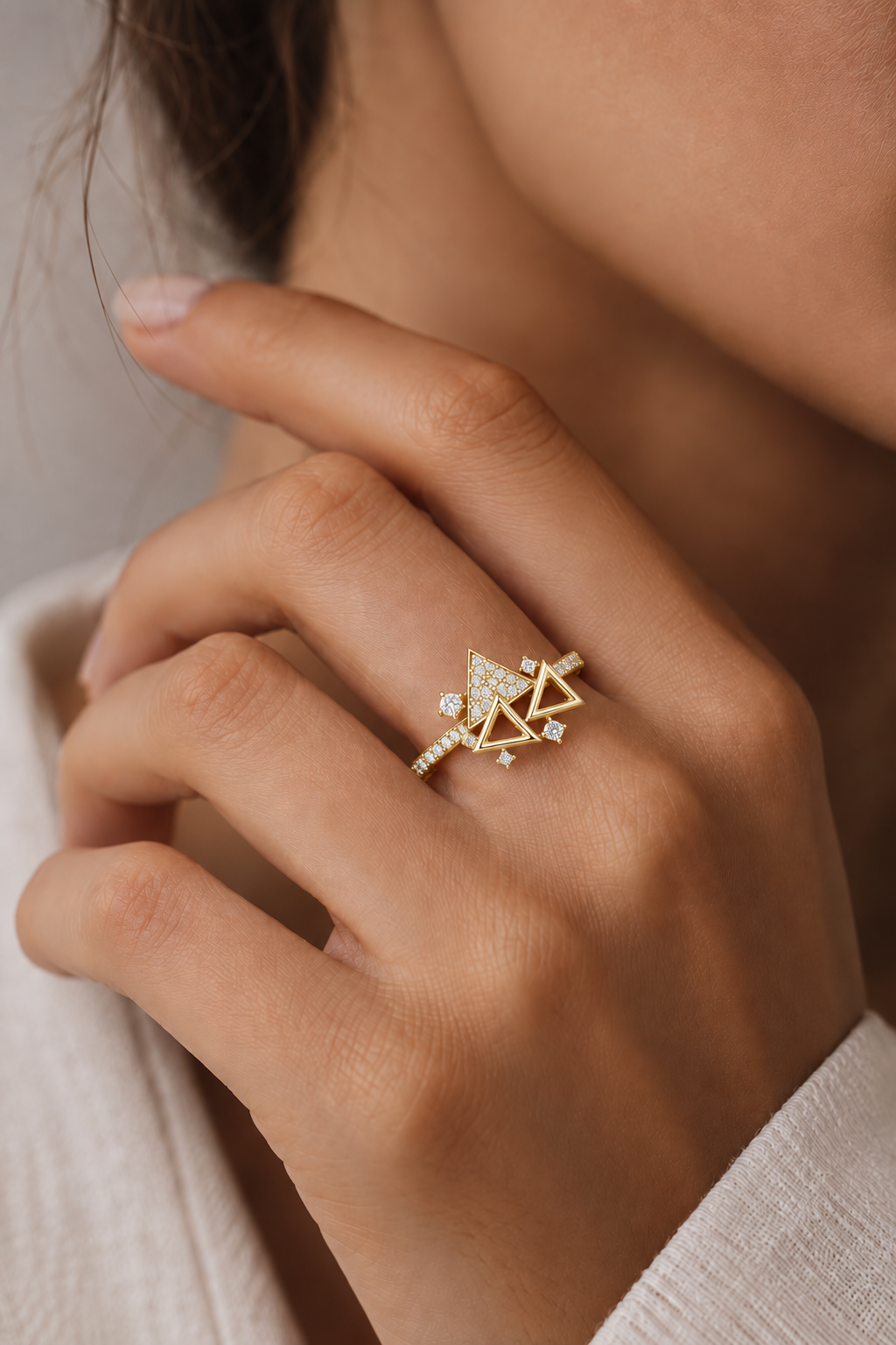 Geometric Triangle Lab Grown Diamond Ring
