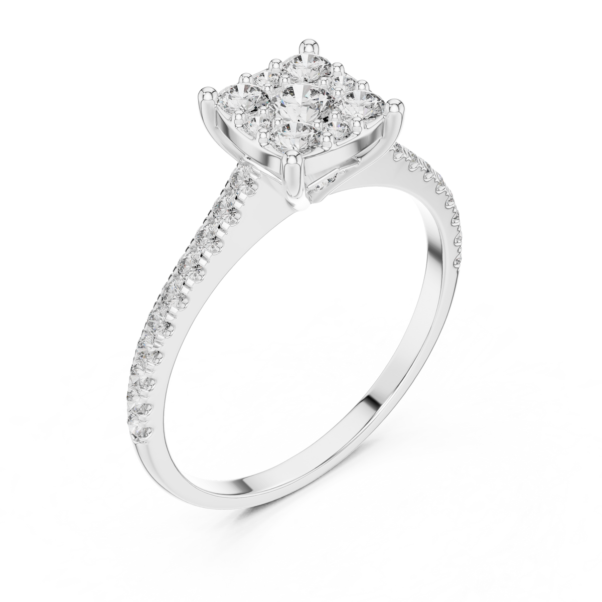 Rosalind Cushion Cluster Lab Grown Diamond Engagement Ring