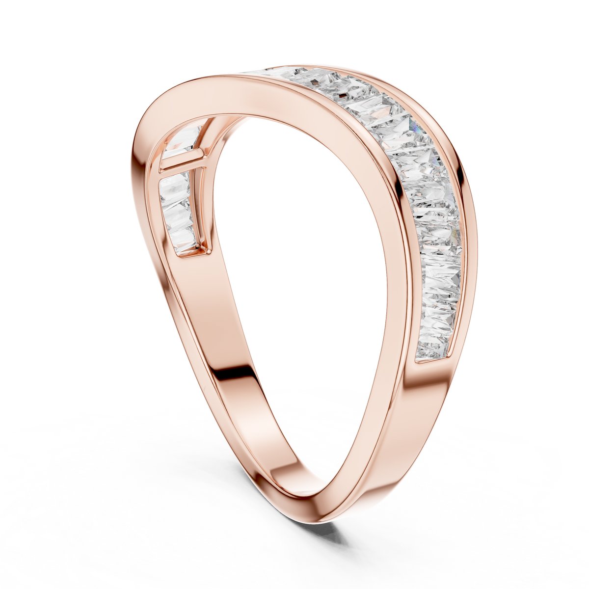 Radiant Channel-Set Lab Grown Diamond Gold Band Ring.