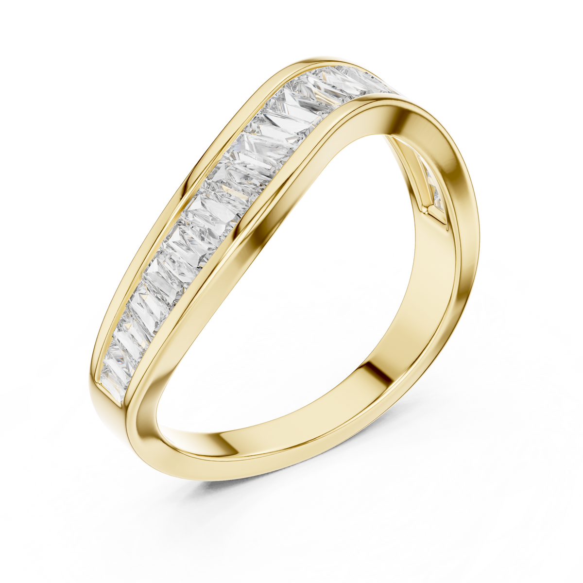 Radiant Channel-Set Lab Grown Diamond Gold Band Ring.
