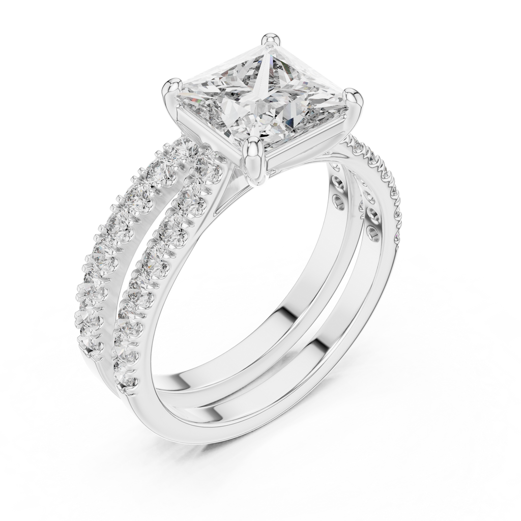 Princess-Cut Lab Grown Diamond Halo Bridal Ring