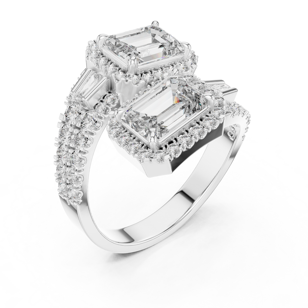 Emerald-Cut Lab Grown Diamond Halo Ring