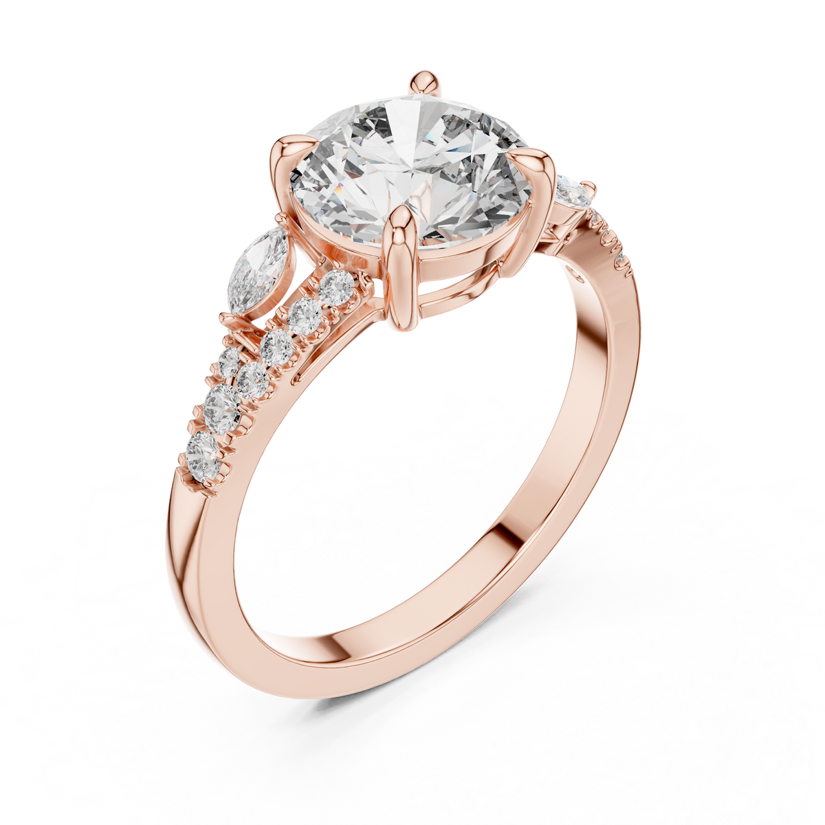 Rosé Petal Lab Grown Diamond Three-Stone Ring
