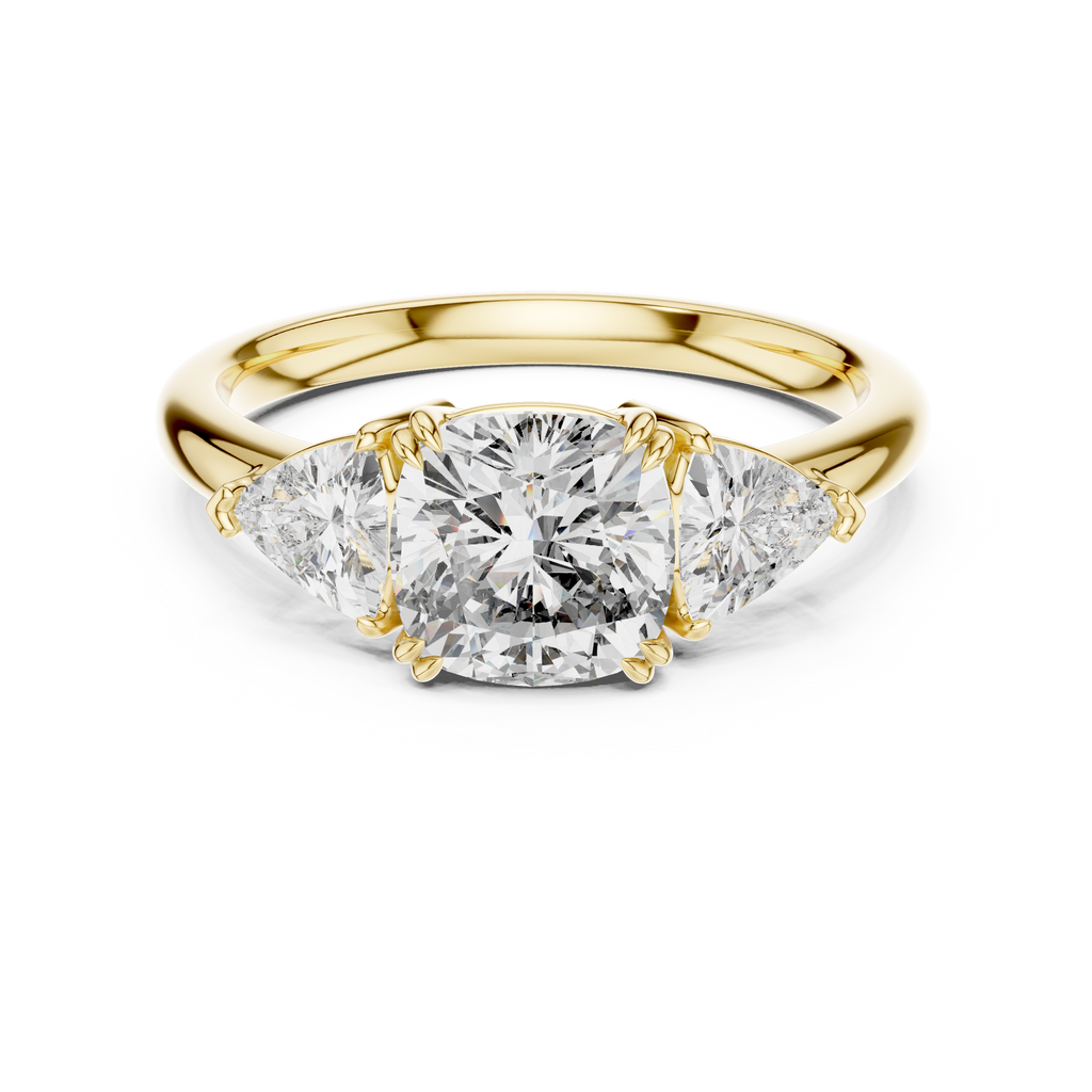 Pear Cut Lab Grown Diamond Three-Stone Engagement Ring.