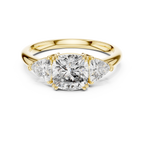 Pear Cut Lab Grown Diamond Three-Stone Engagement Ring.