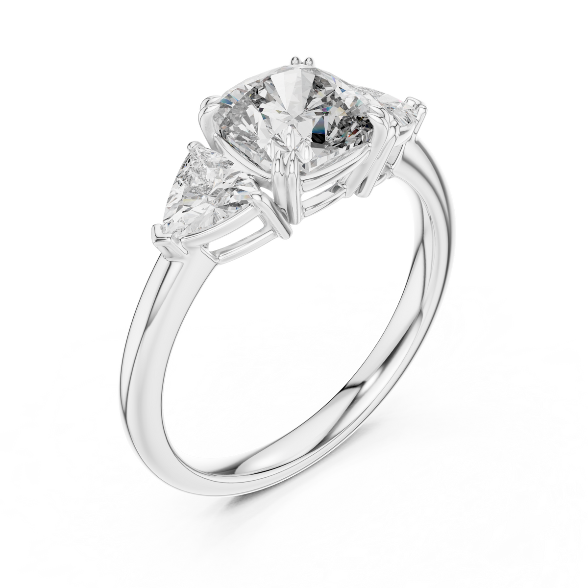 Pear Cut Lab Grown Diamond Three-Stone Engagement Ring.