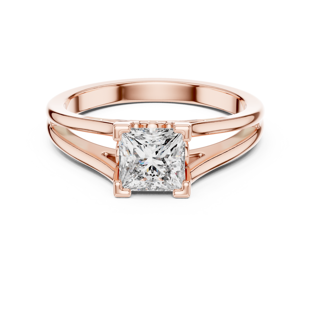 Cushion Cut Lab Grown Diamond Split Shank Engagement Ring