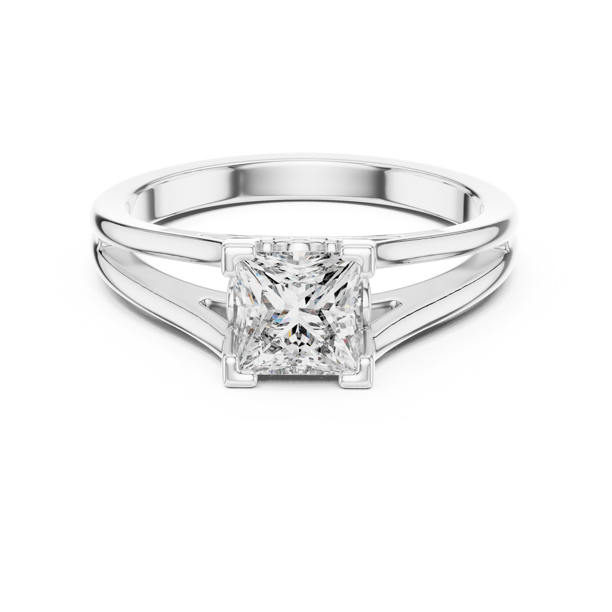 Cushion Cut Lab Grown Diamond Split Shank Engagement Ring