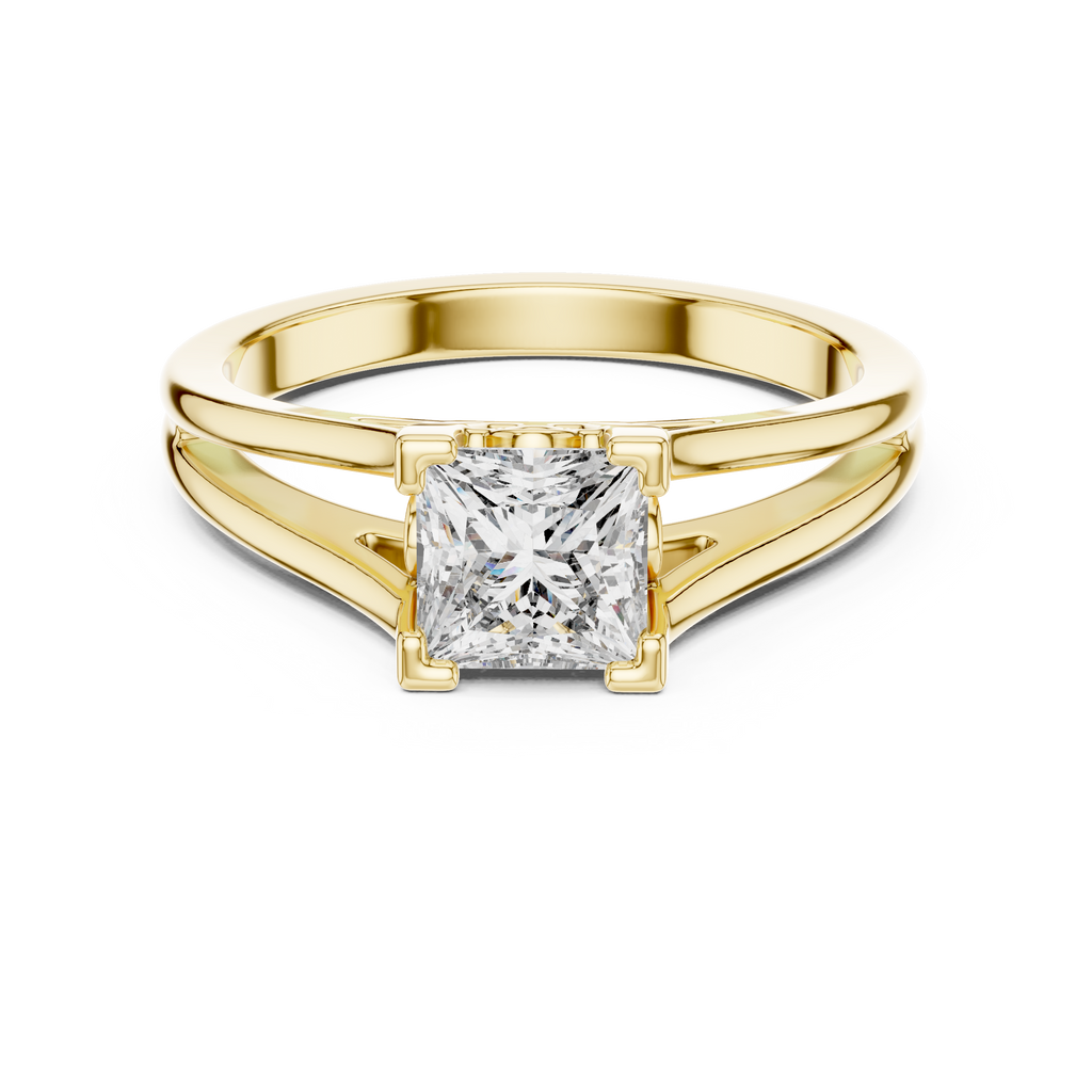 Diamantring im Princess-Schliff mit aufwendiger Fassung im Antik-Stil