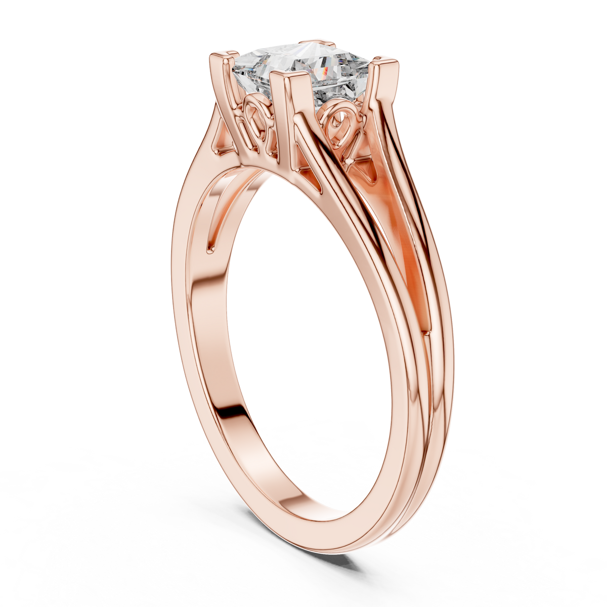 Cushion Cut Lab Grown Diamond Split Shank Engagement Ring