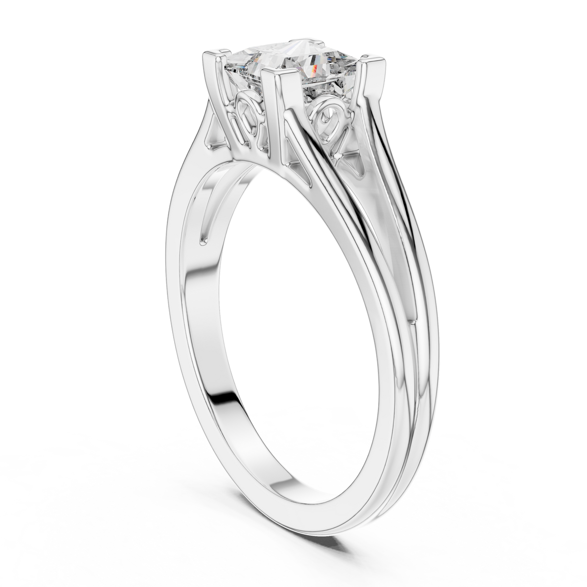 Cushion Cut Lab Grown Diamond Split Shank Engagement Ring